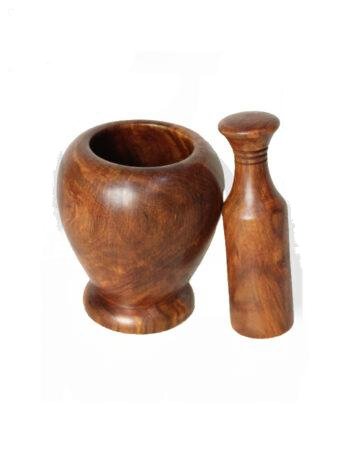 Handmade Wooden Mortar and Pestle 10″