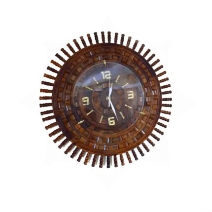 Handmade Wooden Carving Tukri Wall Clock – Pakistani Craft