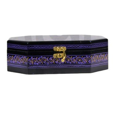 8 Sided Wooden Jewelry Box 6/9 with Lacquer Art