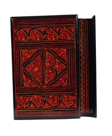 Wooden Jewelry Box 8/5 with Nakshi Art Red