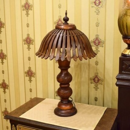 Wooden Side Table Lamp Handcrafted