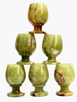 Green Onyx Stone Wine Glass Small Pair 5″ (Set 6 Pieces)